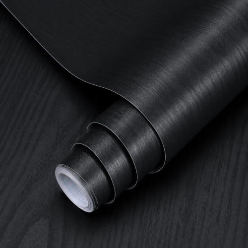 Black Wallpaper Wood Grain Contact Paper Peel and Stick Wall Paper Waterproof by Unknown