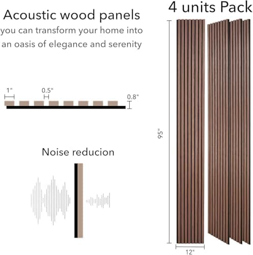 ZETY HOME Acoustic Wood Wall Panels, Slat 4-Pack, 94.5 in - Image 2