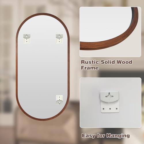 Niccy Oval Full Length Mirror, Wall-Mounted Wood Mirror - Image 3