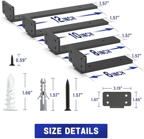 Goovilla Shelf Bracket, Floating Shelf Brackets 12 inch Long, 12 Pack - Image 4
