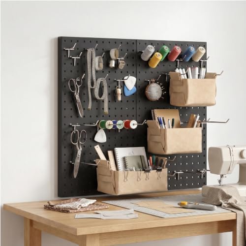 Peg Board, 6 Pack Metal Pegboard Panels and 76 Pcs Hooks and Baskets, Garage - Image 2