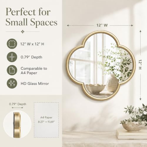 2 Pack Clover Wall Mirrors, Real Glass Decorative Mirrors - Image 2