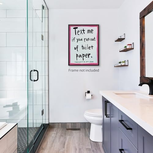 OMANI Pink Funny Bathroom Poster Text Me If You Run Out Of Toilet Paper Wall - Image 6