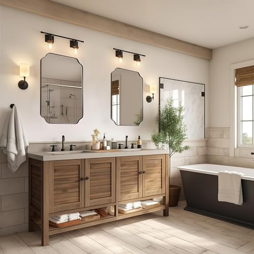 ANDY STAR 20"x30" Matte Black Mirror, Bathroom Vanity Mirror, Modern Scalloped - Image 3