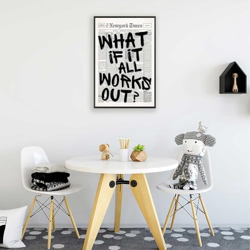 Retro Black And White Newspaper Poster What If It All Works Out Canvas Wall Art - Image 5