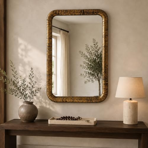 ARTPULSE 24x36 inch Vintage Farmhouse Rectangle Wall Mirror by Unknown
