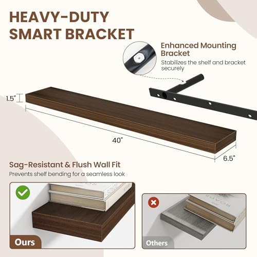 Acovy 40 Inch Floating Shelves for Wall 2 Pack, Wall Mounted Floating Shelf - Image 3