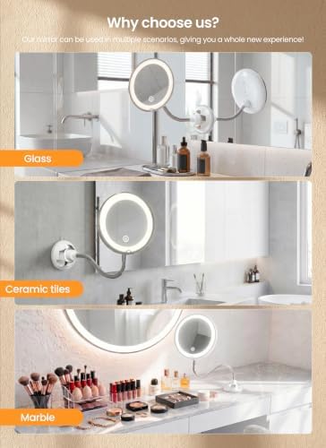 10x Makeup Mirror with Lights, Magnifying Mirror 3 Light Modes Silver - Image 6