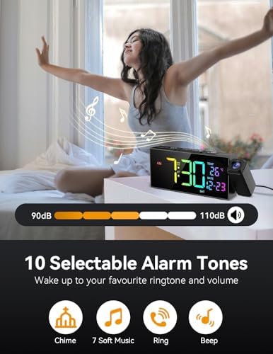 Netzu Projection Clock for Bedroom Ceiling, Alarm Clocks RGB - Image 4
