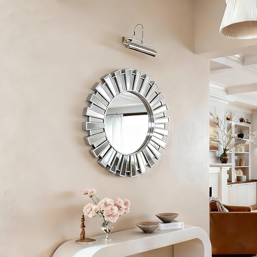 SHYFOY 23.6" Silver Sunburst Wall Mirror, Large Decorative Wall Mirror - Image 3