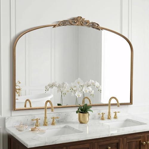 Micasso Large Vintage Gold Mirror: 48"x33" Baroque Antique Wall Mirror - Image 6