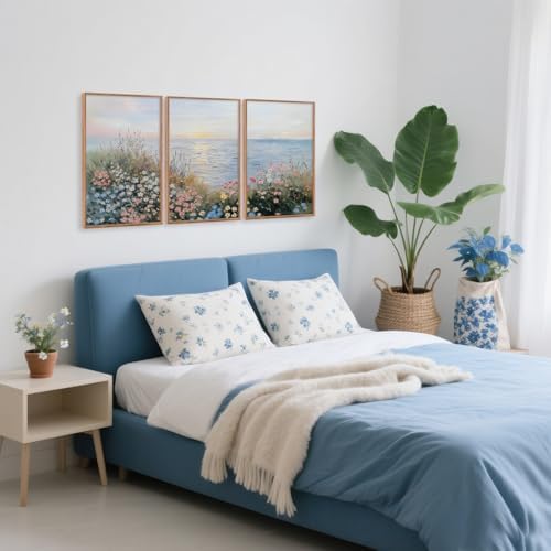 CHDITB Seaside Floral Framed Canvas Wall Art Set, Nature Inspired Ocean View - Image 5