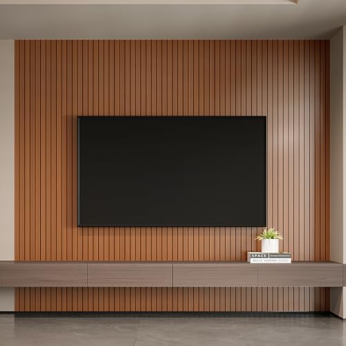 YLL YLL PVC Slat Wall Panel Peel and Stick 118"x 15.7" Faux Walnut Wood Grain - Image 4