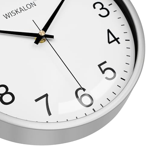 10in Silent Silver Wall Clock Battery Operated Home Room Office Wall Decor - Image 5
