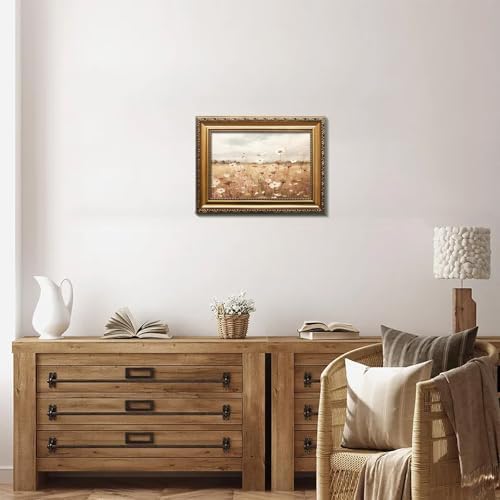 uniro Vintage Gold Framed Wall Art, Vintage Spring Floral Canvas Art Prints - Image 5