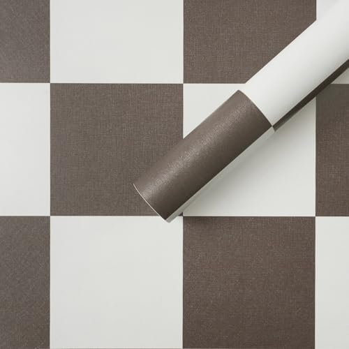 Ismoon Plaid Peel and Stick Wallpaper Vintage Brown Contact Paper 17.3"x78.7" by Ismoon