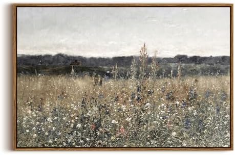 InSimSea Framed Canvas Wall Art Vintage Decor, Large Wall Art, Meadow by InSimSeaArt