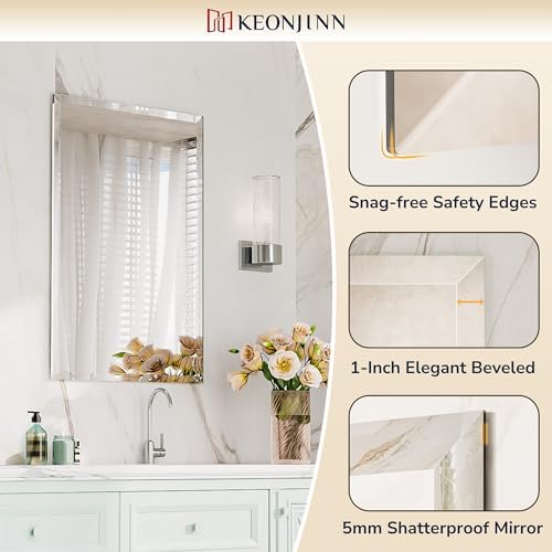 Keonjinn 22 x 30 Inch Frameless Bathroom Mirror - Image 3