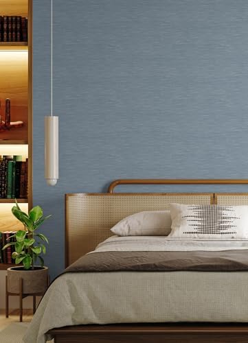RoomMates Stella Dusty Blue Grasscloth Peel and Stick Wallpaper, RMK12778PL - Image 2