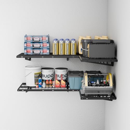 FLEXIMOUNTS 4 Pack 2x4ft Corner Wall Shelving Garage Storage Rack - Image 5