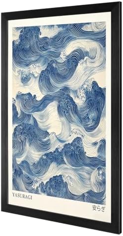 Black Framed Yasuragi Waves Canvas Wall Art 24x36in - Image 2