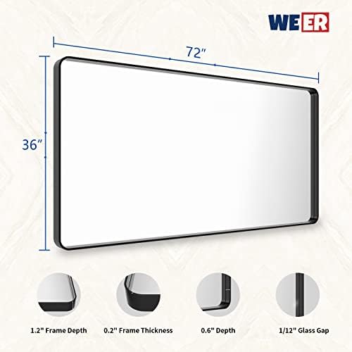 WEER Black Bathroom Vanity Mirror 72X36 Inch - Image 6