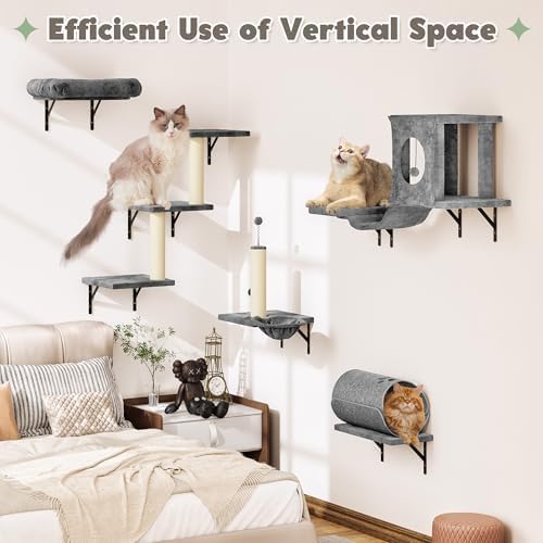 7-in-1 Cat Wall Shelves, Space-Saving Wall Mounted Cat Shelves - Image 6