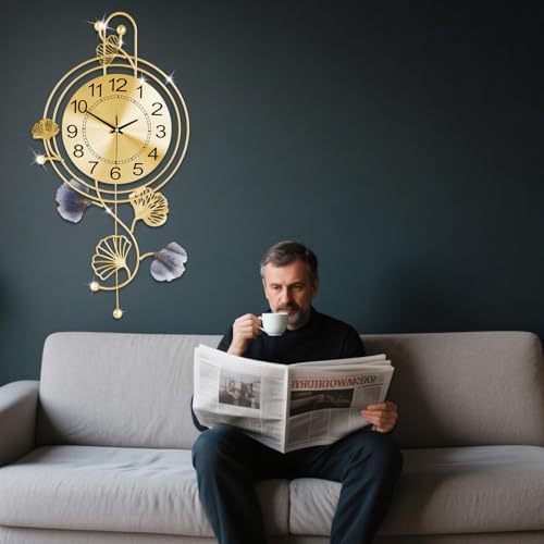 Large Wall Clock for Living Room, Modern Silent Non-Ticking Metal Wall Clocks - Image 7