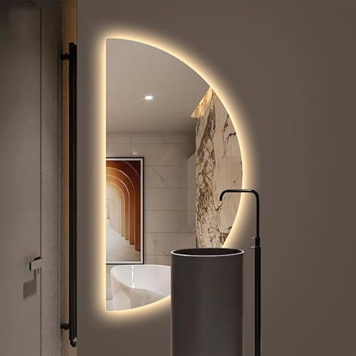 39in Half Moon LED Mirror, Half Moon Wall Mirror, Right Semicircle by wwwhzgys
