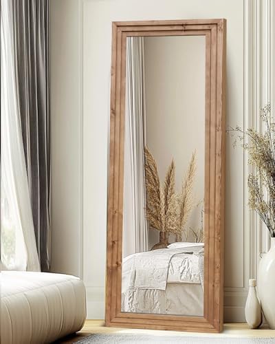 65x24in Full Length Mirror, 3-Tier Stepped Solid Wood Frame - Image 6