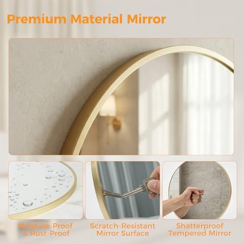 Sweetcrispy Round Bathroom Wall Mirror, Vanity Mirror, 30 Inch - Image 6