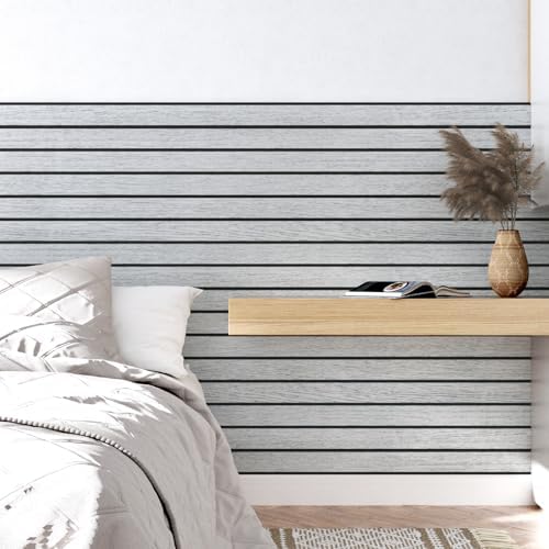 Wallercity White/Gray Self Adhesive Wood Slat Wall Paneling 3D Panels - Image 5