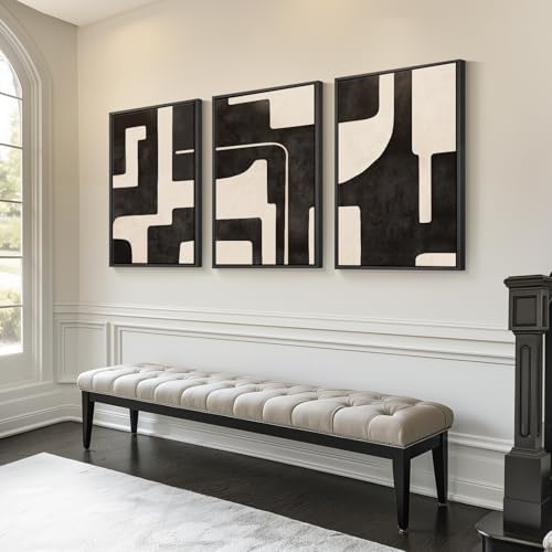 Large Framed Neutral Abstract Canvas Wall Art - Image 2