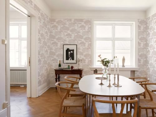 Ismoon Beige Peel Stick Wallpaper Forest Mural Toile Stick on Wallpaper - Image 7