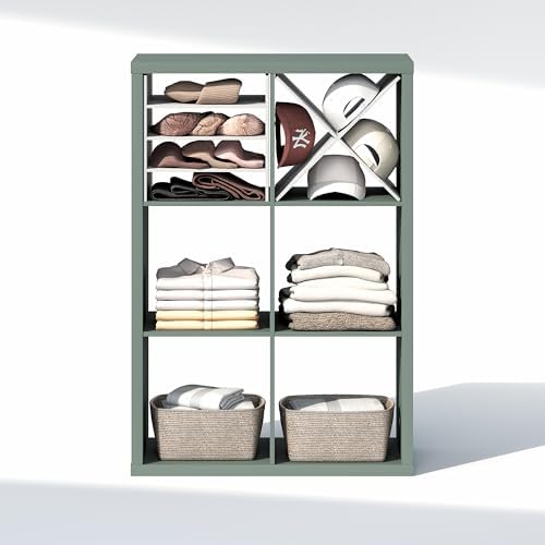 Furinno Cubic Extra Thick 6-Cube Closet Organizers and Storage, Sage Green - Image 6