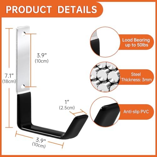 GeeWatom Heavy Duty Steel Garage Hooks, Garage Storage Utility Hooks, Anti-Slip - Image 2