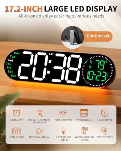 17.2 Inch Large Digital Wall Clock - Image 2