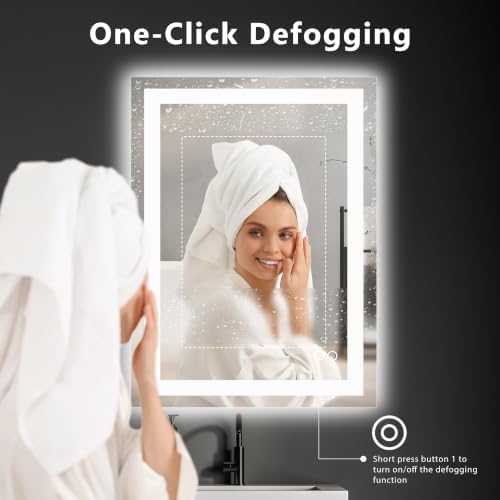 DUMOS 20.1"x28.1" LED Bathroom Mirror, Bathroom Vanity Mirror - Image 3