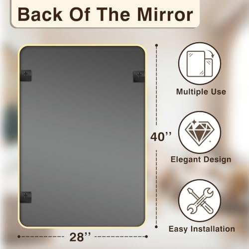 Vanity Bathroom Mirror, 40”x28” Gold Bathroom Mirror - Image 2