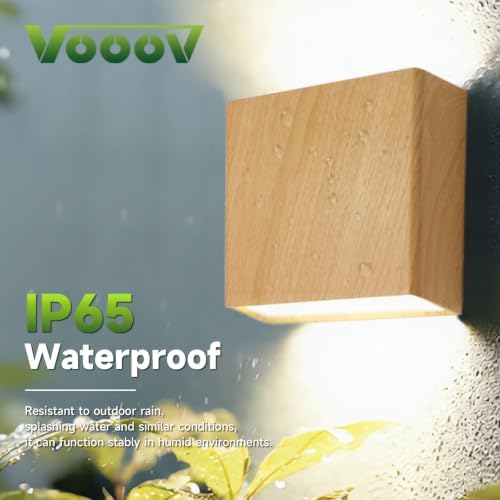 Natural Wood Grain Up & Down Modern Indoor Outdoor LED Wall Sconce - Image 6