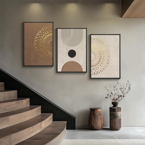Large Framed Boho Neutral Abstract Wall Art - Image 4