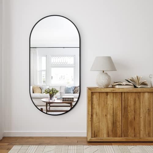 Delma 48x24 Black Oval Bathroom Mirror by Delma