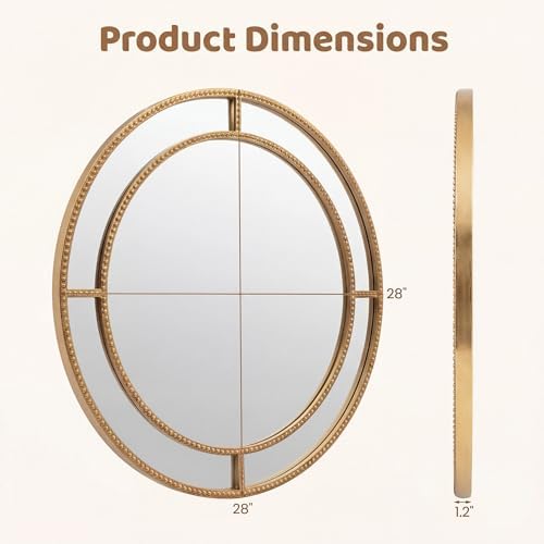 CHARMAID Gold Round Wall Mirror - Image 5