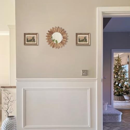 LOSOUR Wall Decor 12 inch Rustic Round Wood Mirror Decorative Boho Sunburst - Image 6