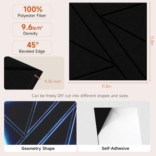 TO-TH Sound Proofing Panels Self-Adhesive Acoustic Wall Panel 24Pack - Image 2
