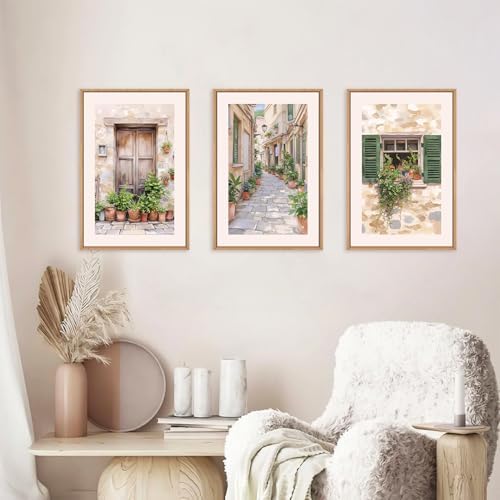 FWIEXA Italy Streets Travel Framed Wall Art Set, Vintage Italian Style - Image 5