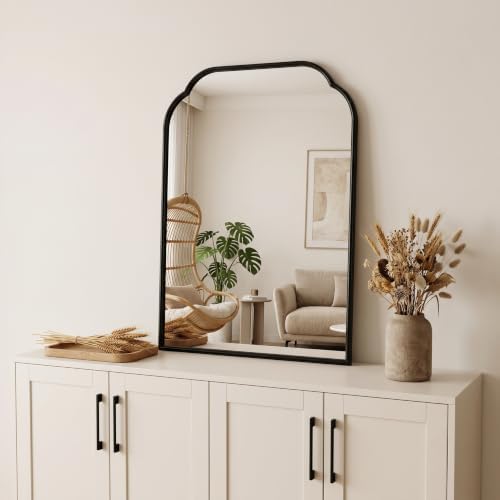 36"x24" Black Bathroom Scalloped Mirror, Rust-Proof Metal Frame - Image 5