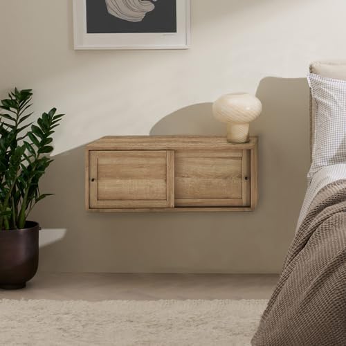 mopio Lauren Floating TV Shelf, Wall Mounted Wood Television Cabinet, Nightstand by MopioInc