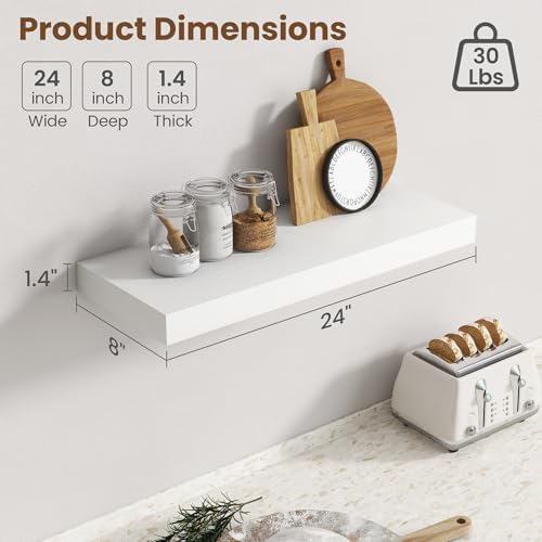 24 Inch Floating shelves for Wall, 8 Inch Deep, Invisible Brackets - Image 3