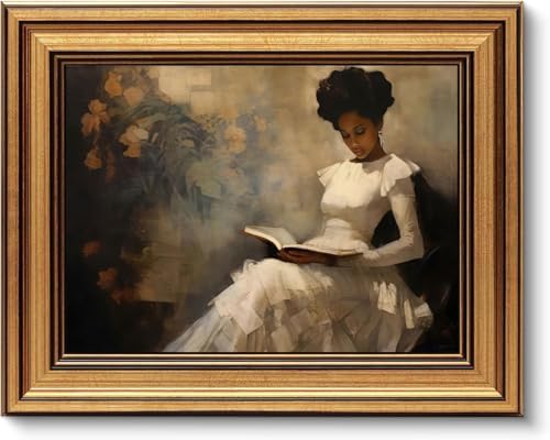 Gold Framed Wall Art, Vintage African American Canvas Prints – Black Girl by ROSSYNOOK